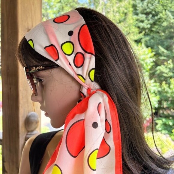 Vintage phsychedelic polka dot head scarf - Picture 3 of 9